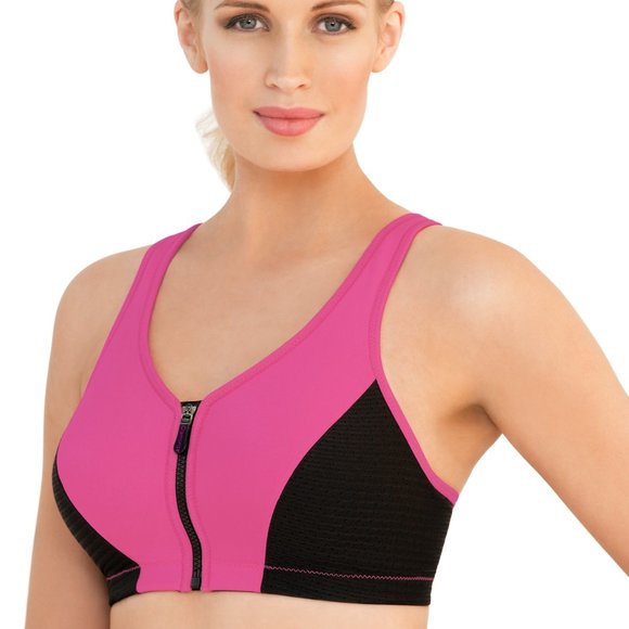 Set of 3! 42B Glamorise SPORT Bra (HIGH-IMPACT) Pink (RACERBACK) T-Back Zip NEW - Picture 9 of 16